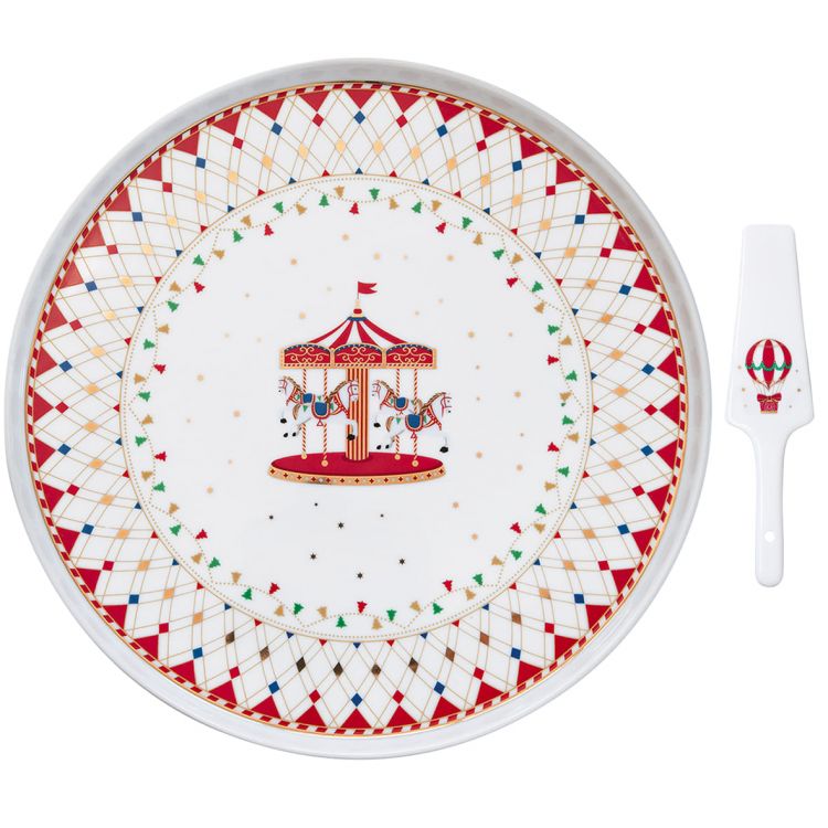 Easy Life porcelianinė serviravimo lėkštė „Christmas Wonderland “,  su mentele, Ø 32 cm