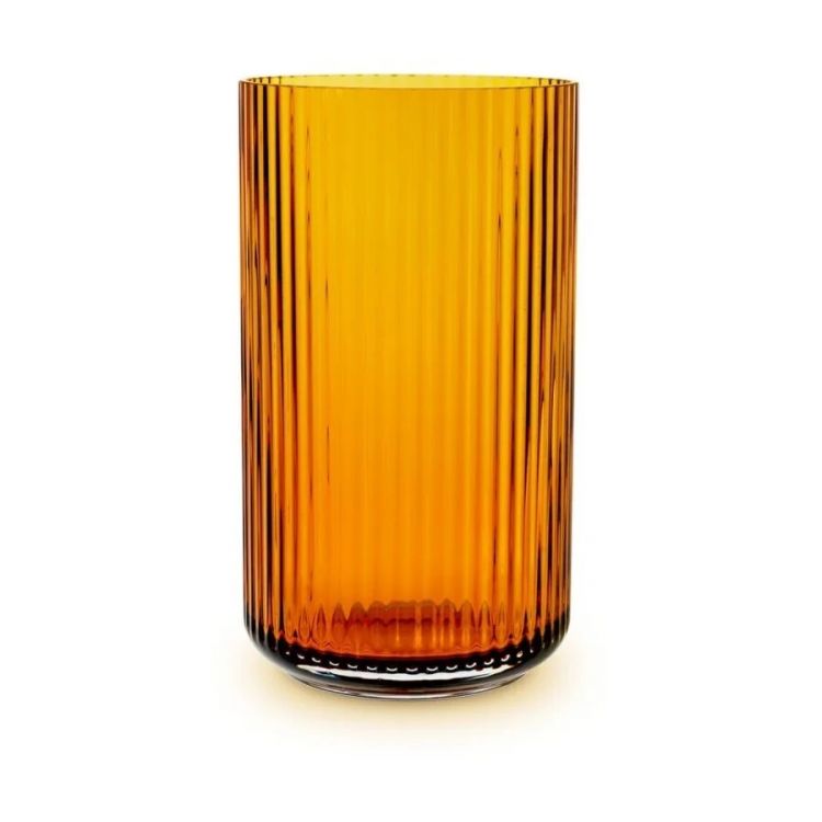 „Lyngby Porcelaen“ stiklo vaza „Lyngby  Amber“, 38 cm aukščio, gintaro spalvos