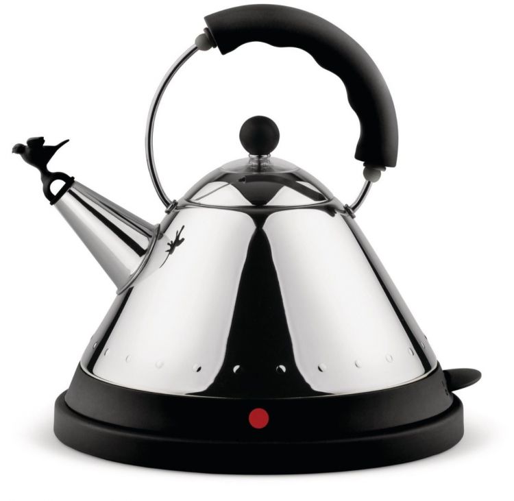Alessi elektrinis virdulys „MG32“, nerūdijančio metalo su juodu pagrindu ir švilpuku-paukšteliu, 1.5 l