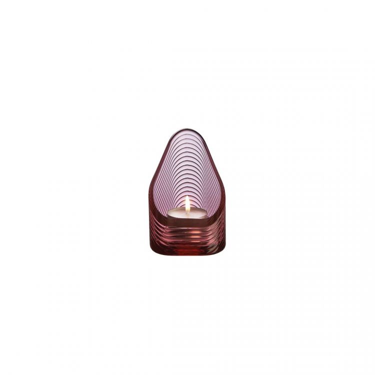 Krištolinė NUDE žvakidė „Mist“, maža, rausvos spalvos