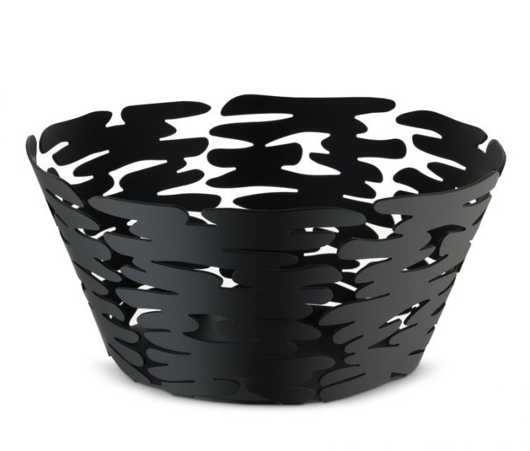Alessi metalinė vaisinė/duonos krepšelis „Barknest“, juodos spalvos, Ø18 cm