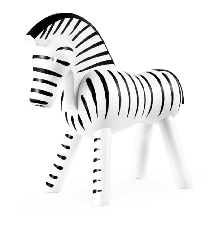 Kay Bojesen medinė dekoracija/žaislas „Zebra“, juodai baltas