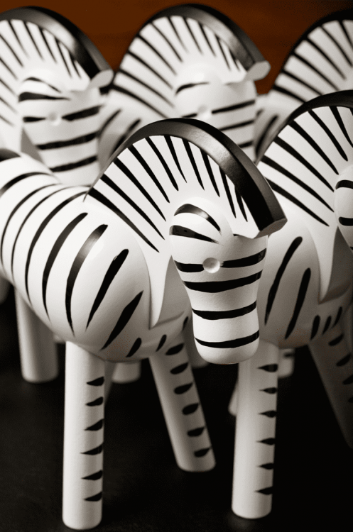 Kay Bojesen medinė dekoracija/žaislas „Zebra“, juodai baltas