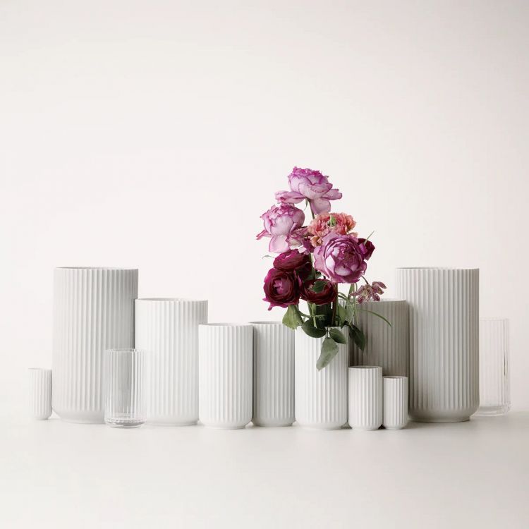 „Lyngby Porcelaen“ porceliano vaza „Lyngby White“, 38 cm aukščio, baltos spalvos