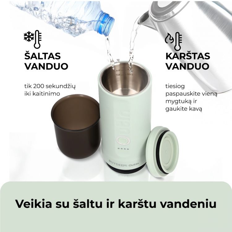 Buydeem nerūdijančio plieno nešiojamas espreso kavos aparatas, mėtų spalvos