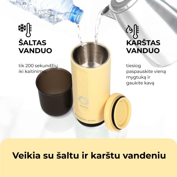 Buydeem nerūdijančio plieno nešiojamas espreso kavos aparatas, geltonos spalvos