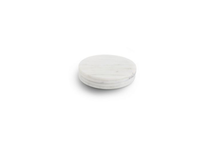 CHIC marmuriniai padėkliukai, Ø 9,5 cm, 4vnt, baltos spalvos